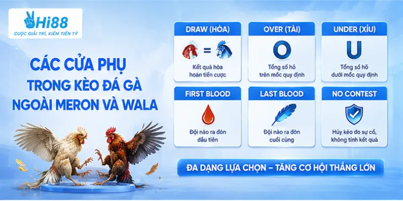 Các cửa phụ trong kèo đá gà ngoài Meron và Wala