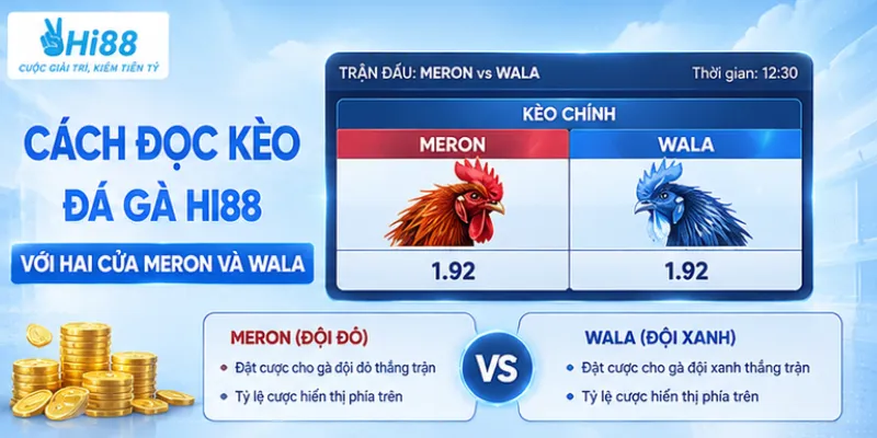 Cách đọc kèo đá gà Hi88 với hai cửa Meron và Wala