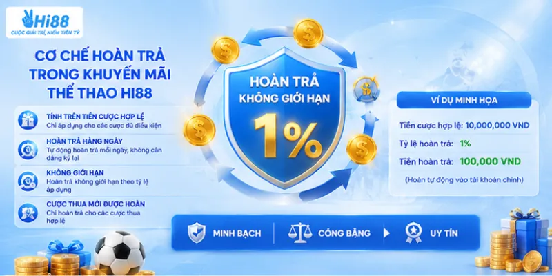 Cơ chế hoàn trả trong khuyến mãi thể thao Hi88