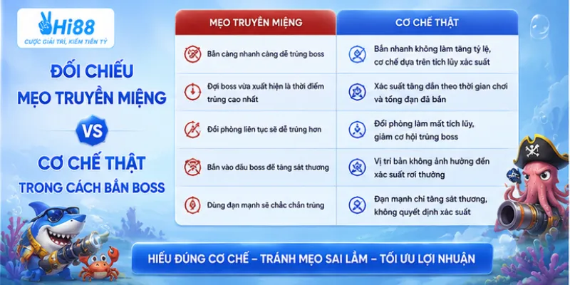 Đối chiếu mẹo truyền miệng với cơ chế thật trong cách bắn boss