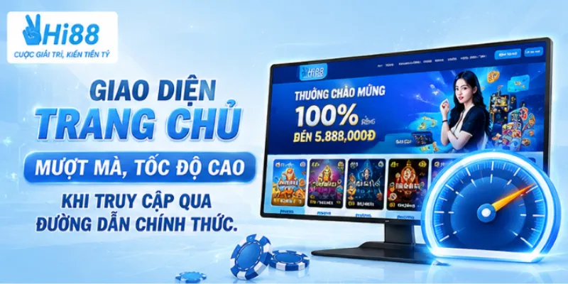 Giao diện trang chủ mượt mà, tốc độ cao khi truy cập qua đường dẫn chính thức.