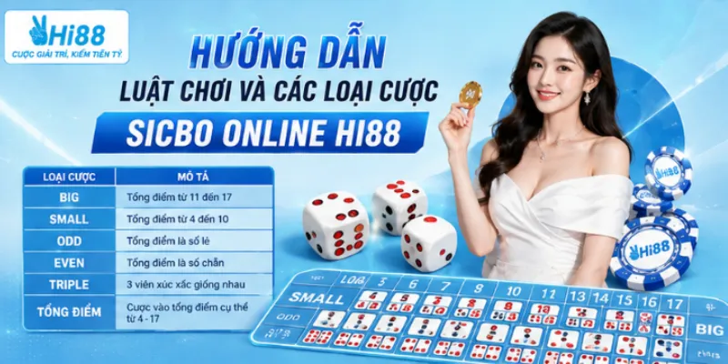 Hướng dẫn luật chơi và các loại cược sicbo online Hi88