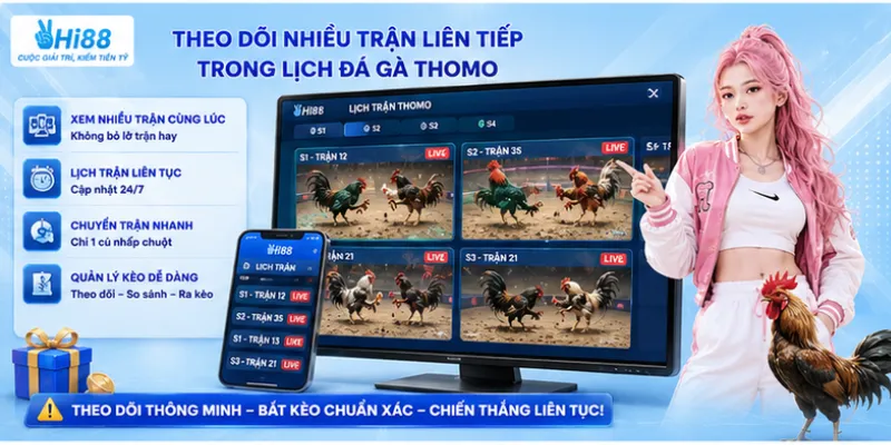 Theo dõi nhiều trận liên tiếp trong lịch đá gà Thomo